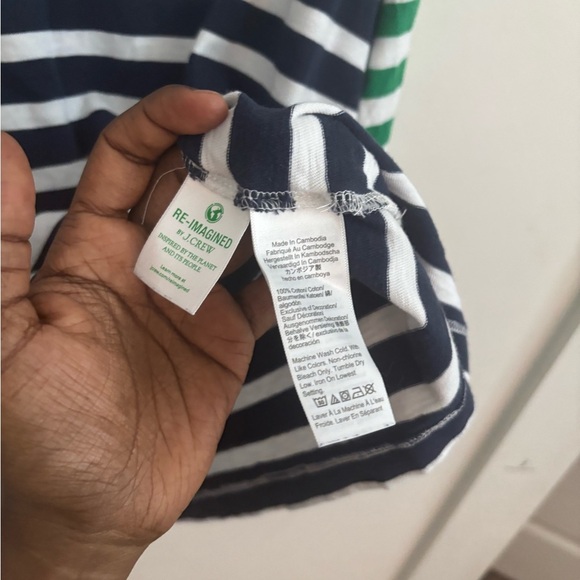 J Crew T-shirt Blue Green Yellow Striped  L Long Sleeve Crew Neck preppy casual - Picture 5 of 6